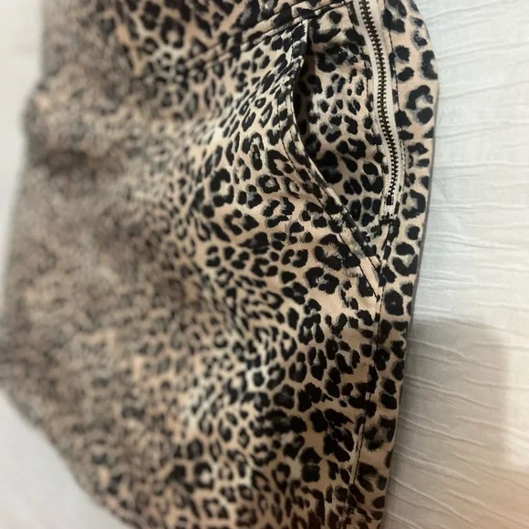 Express Skirt High Rise Womens 6 Brown Leopard Animal Print Pockets Zipper - Picture 6 of 7